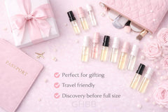 GHBB fragrance samples presented as elegant gifts or favors.