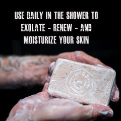 GIBS Handle Bar exfoliating soap with cats-claw exfoliant renews dull skin.