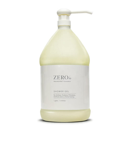 Gilchrist and Soames Zero% unisex shower gel bottle front, promoting daily cleansing with a clean scent.