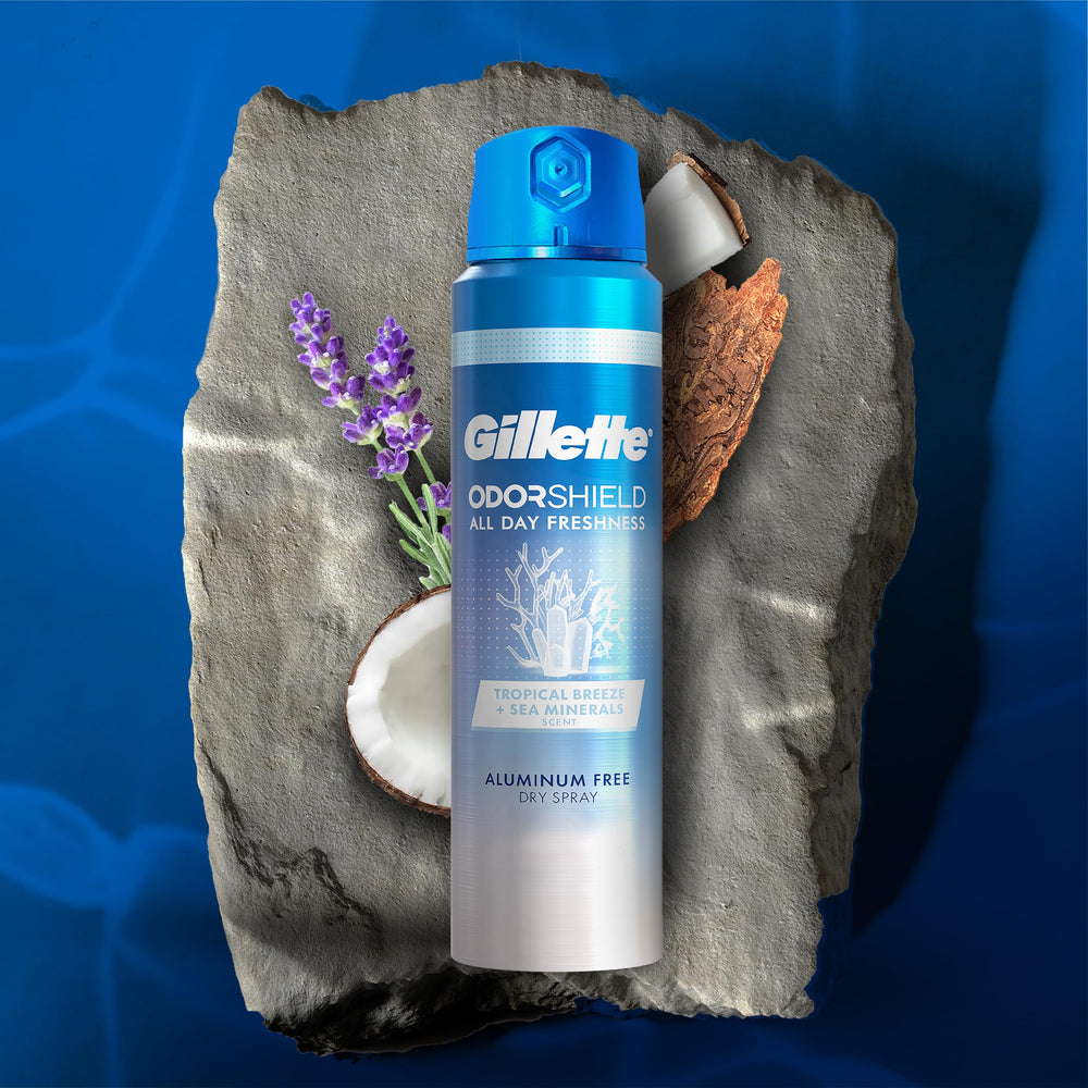 Shelf-ready Gillette tropical breeze aluminum-free deodorant on display