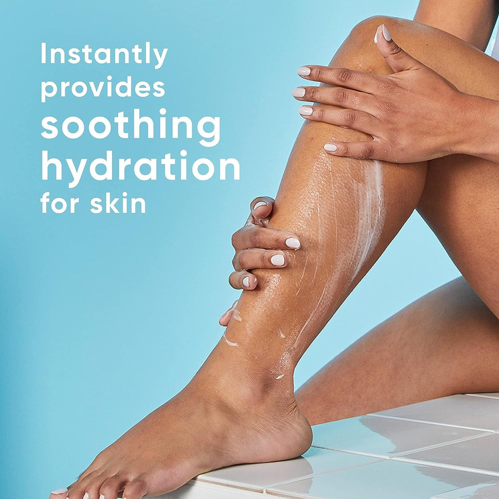 Gillette Venus Glow moisturizer applied to legs for smooth, long-lasting moisture.