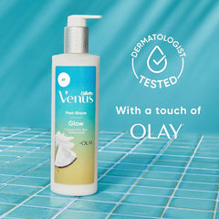 Gillette Venus Glow ingredient list highlighting coconut oil and aloe.
