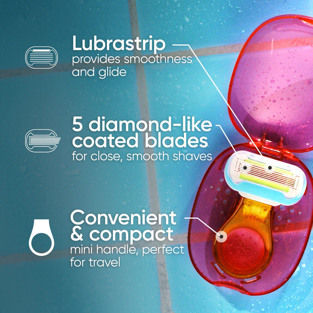 Gillette Venus Snap Cosmo Pink compact design fits gym bag for fast touch-ups.
