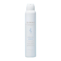 GIMME Beauty Dry Shampoo spray bottle shows one of three refreshing scents for quick refresh.