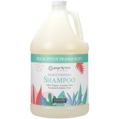 Ginger Lily Farms Botanicals moisturizing shampoo bottle with eucalyptus tranquility, delivering lasting moisture for all hair types.