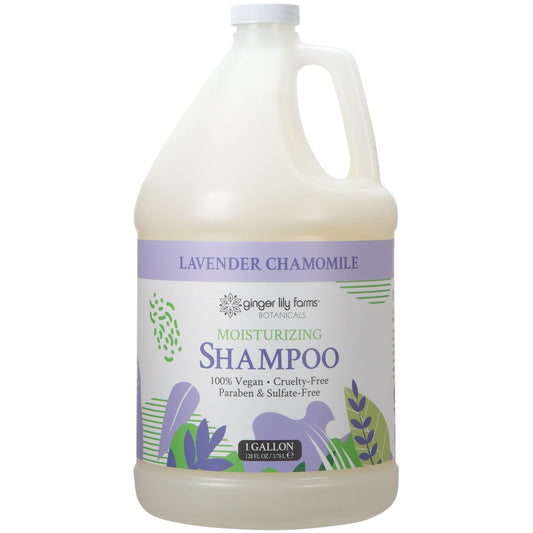 Ginger Lily Farms Botanicals Moisturizing Shampoo bottle with lavender chamomile scent for soothing cleansing.