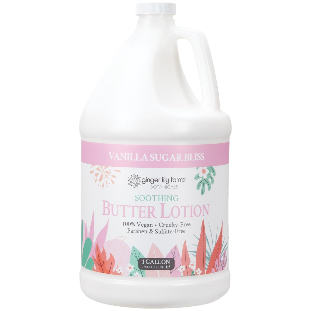 Ginger Lily Farms Botanicals soothing butter lotion bottle showing rich texture for dry skin relief