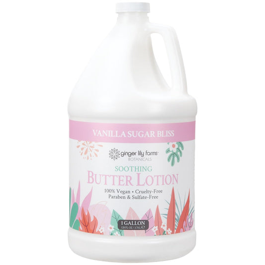 Ginger Lily Farms Botanicals soothing butter lotion bottle showing rich texture for dry skin relief
