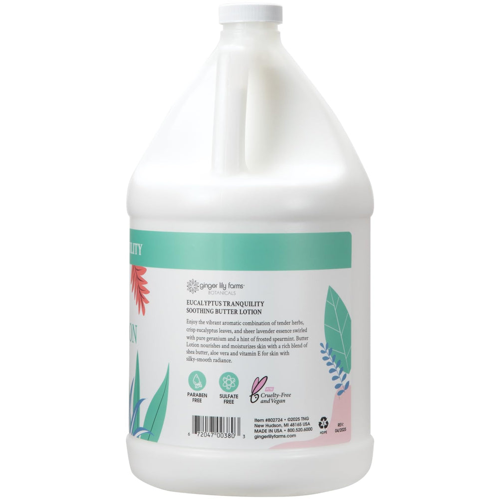 Ginger Lily Farms Botanicals Soothing Butter Lotion label shows natural, vegan ingredients