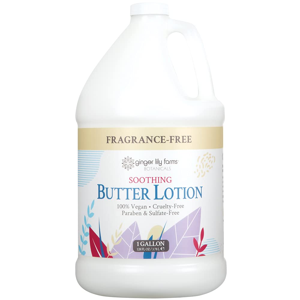 Ginger Lily Farms Botanicals Soothing Butter Lotion pump in use for quick hydration