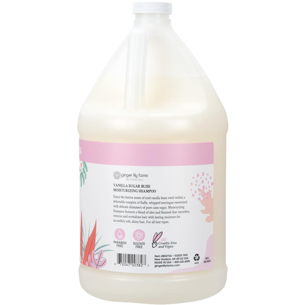 Ginger Lily Farms Vanilla Sugar Bliss shampoo lather shows rich texture for all hair types