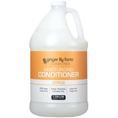 Close-up of Ginger Lily Farms conditioner label highlighting vegan and cruelty-free credentials.