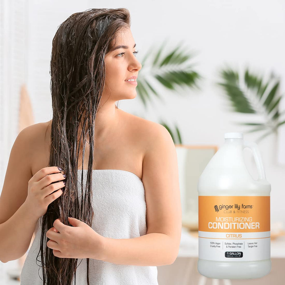 Bright citrus scent notes from Ginger Lily Farms Club and Fitness conditioner.