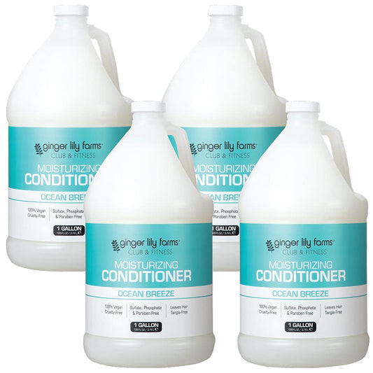 Ginger Lily Farms Club & Fitness conditioner bottle promotes hydrated, smooth hair