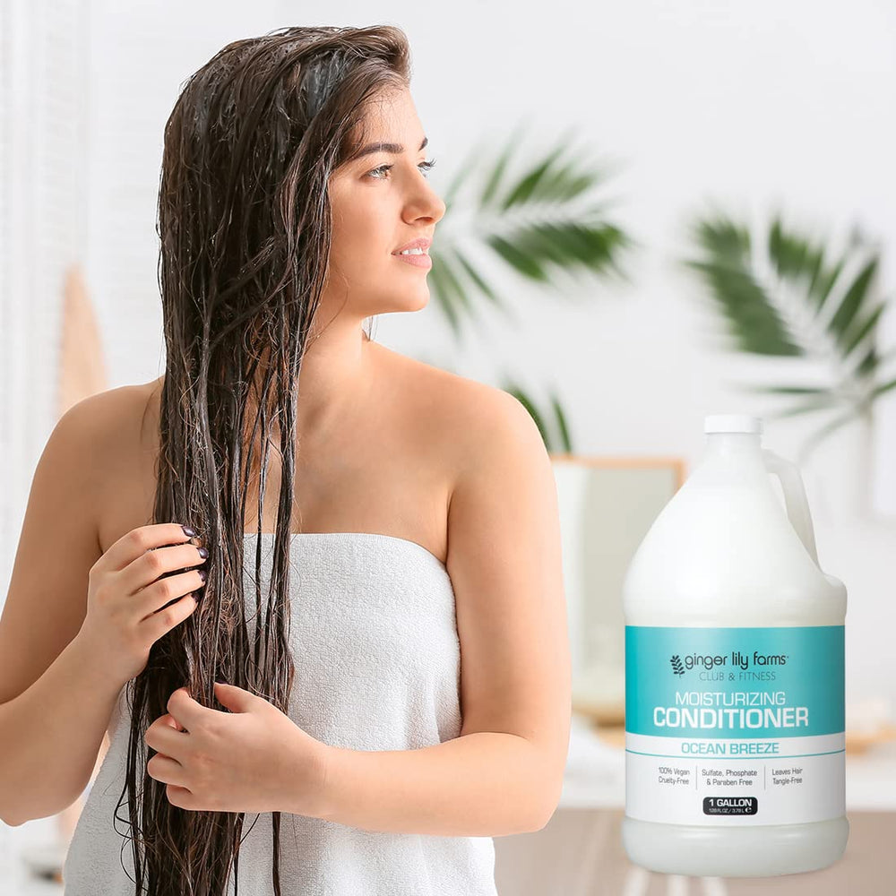 Ginger Lily Farms Club & Fitness after-use hair looks soft and shiny