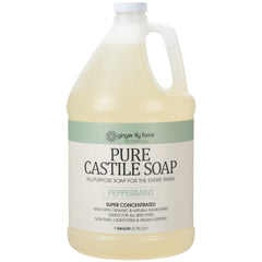Ginger Lily Farms Pure Castile Soap Refill bottle with peppermint scent for versatile cleansing.