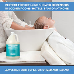 Backbar display of Ginger Lily Farms refill bottle for simple salon refills.