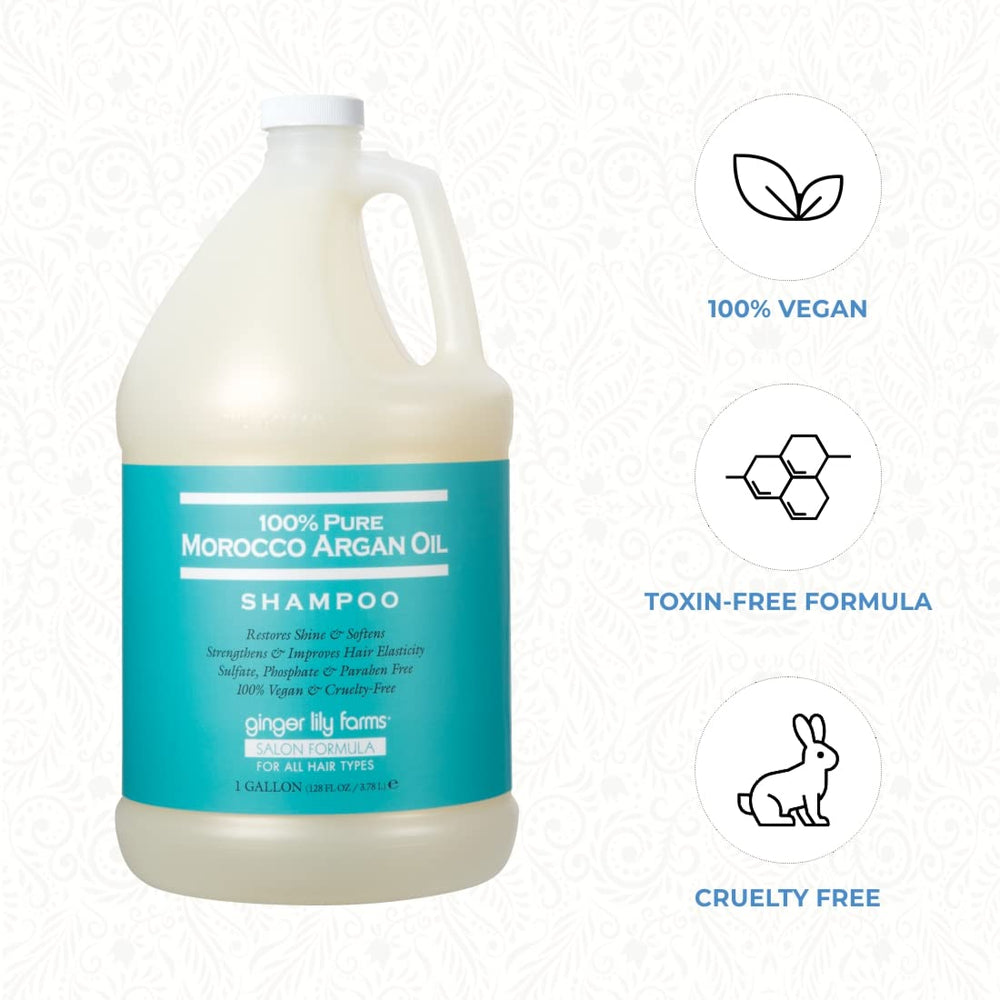 Gallon refill packaging from Ginger Lily Farms supports eco-friendly salon and home use.