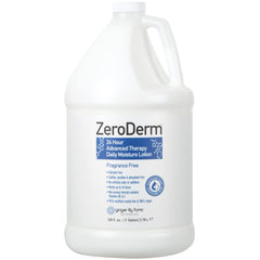 Ginger Lily Farms ZeroDerm bottle showing fragrance-free, allergen-free lotion for sensitive skin.