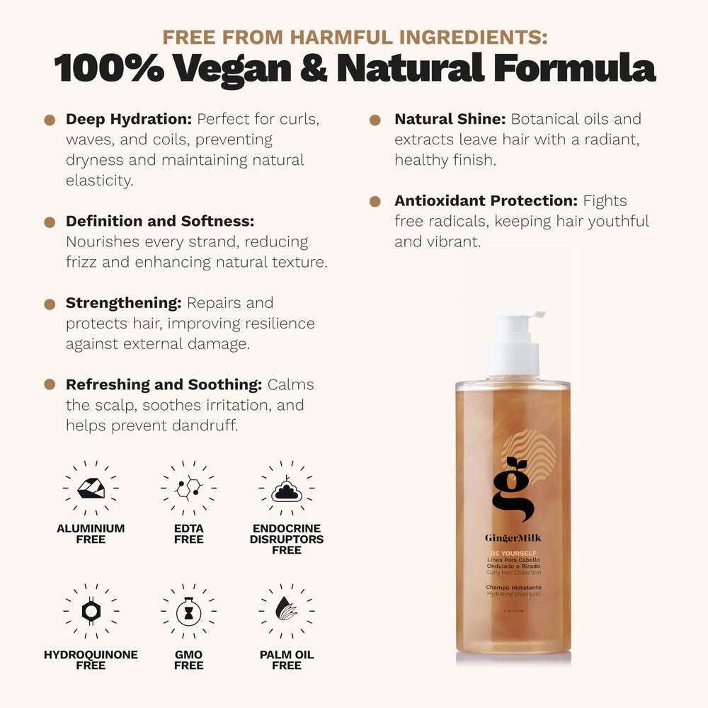 Ginger Milk Hydrating Shampoo gloss on damp curls.