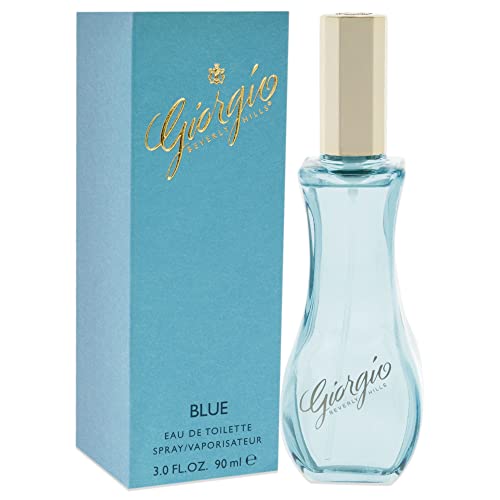Giorgio Blue juice swatch on skin suggesting long-lasting daytime fragrance.