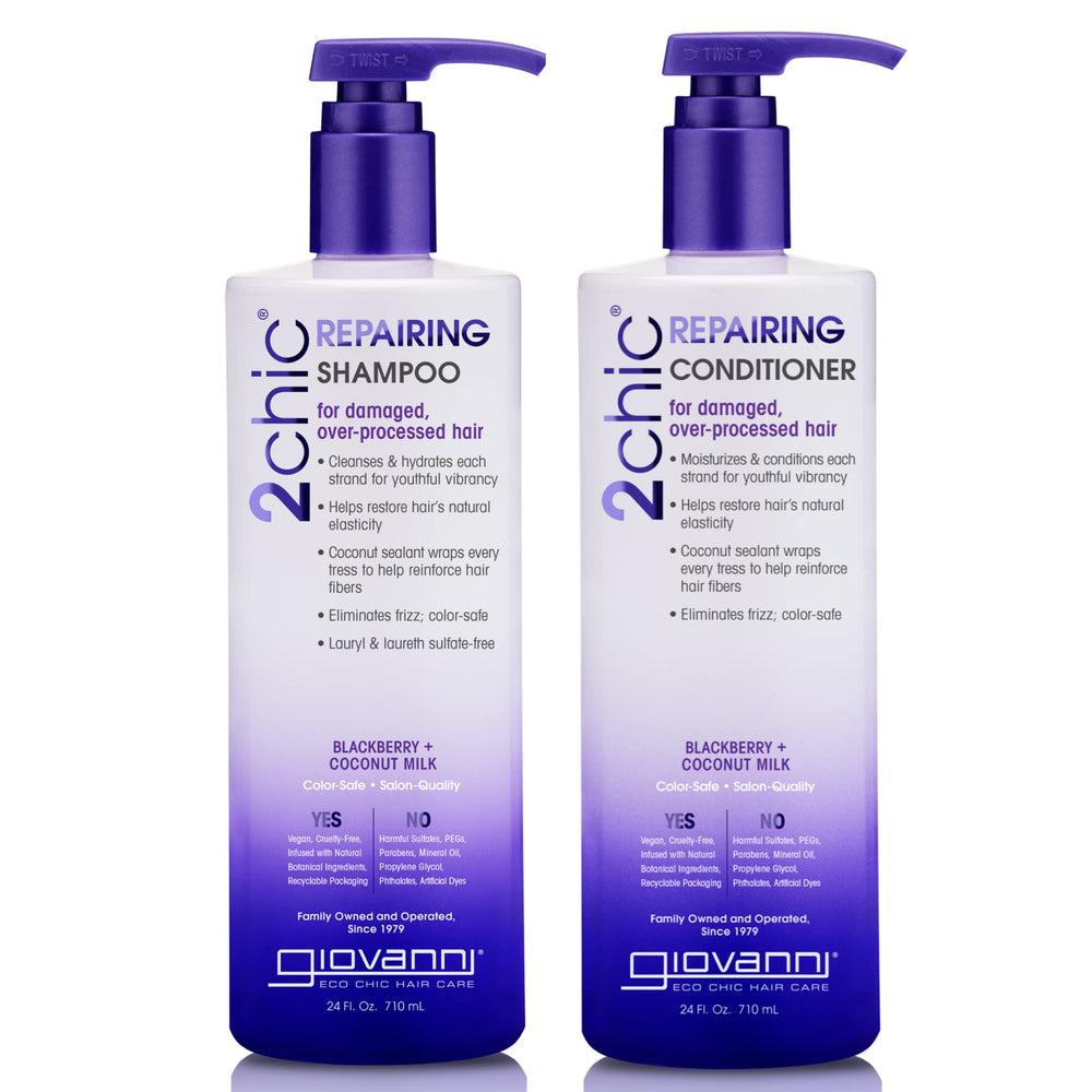 GIOVANNI 2chic Ultra-Repairing Shampoo bottle highlights a hydrating formula for damaged hair