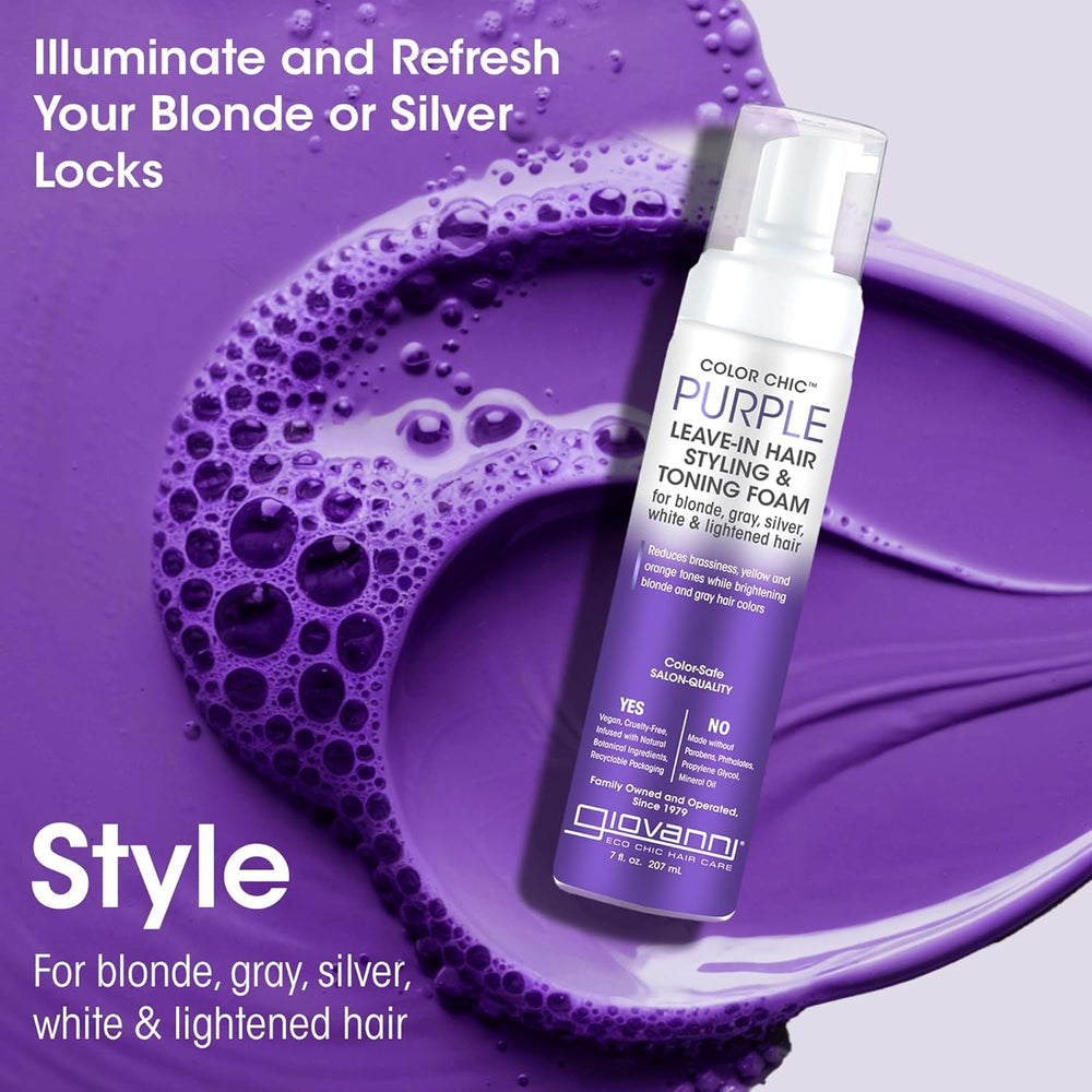 Giovanni Color Chic Purple Leave-In foam volume glow on hair