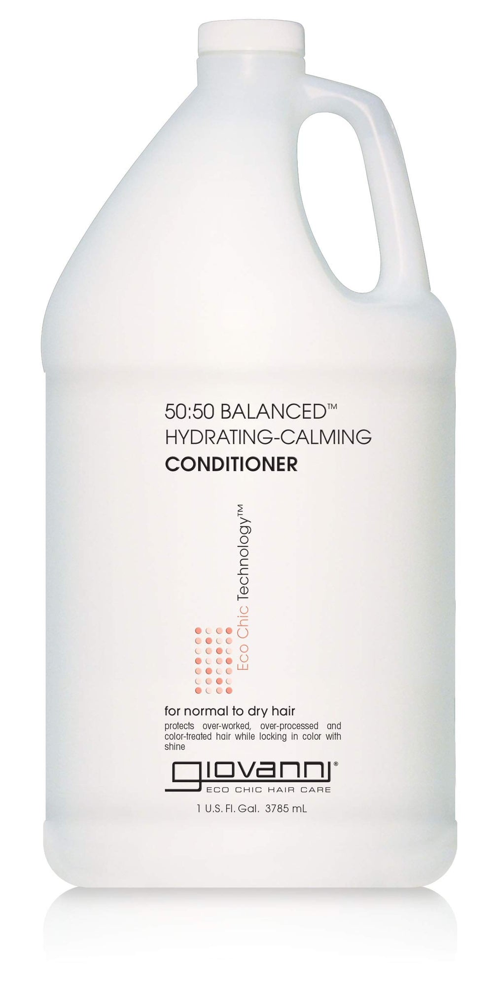 GIOVANNI Eco Chic 50:50 conditioner bottle shows balanced hydration for color-safe care.