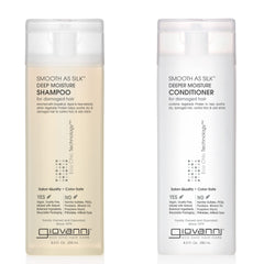 GIOVANNI Smooth as Silk Deeper Moisture shampoo bottle for frizz control.