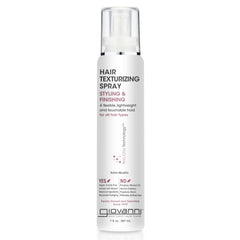 GIOVANNI Texturizing Spray bottle closeup for voluminous, textured hair.