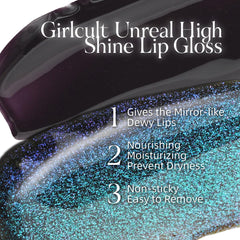 GIRLCULT Glass Shine Lip Gloss on lips delivers hydrated, comfortable wear