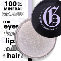 Giselle Cosmetics White Sapphire glitter option enhances evening eye looks