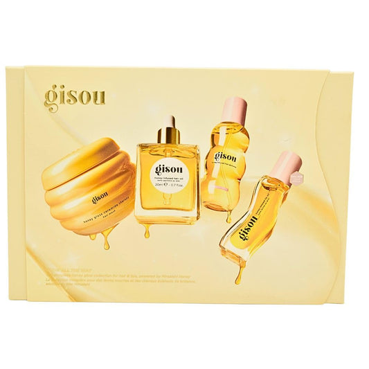 Gisou Glow All The Way gift set packaging, ideal for gifting and on-the-go beauty.