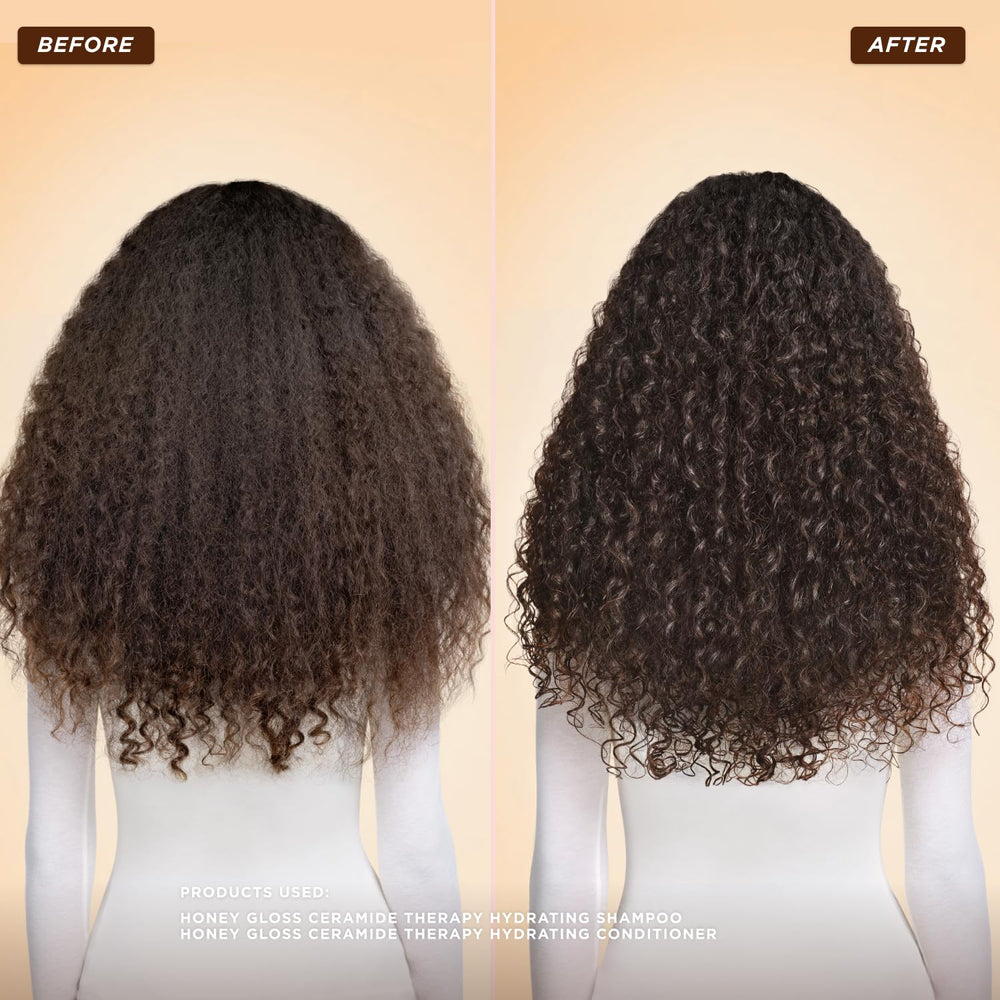 Gisou Honey Gloss Ceramide Therapy Hydrating Shampoo bubbles on scalp visualizes fresh cleansing.