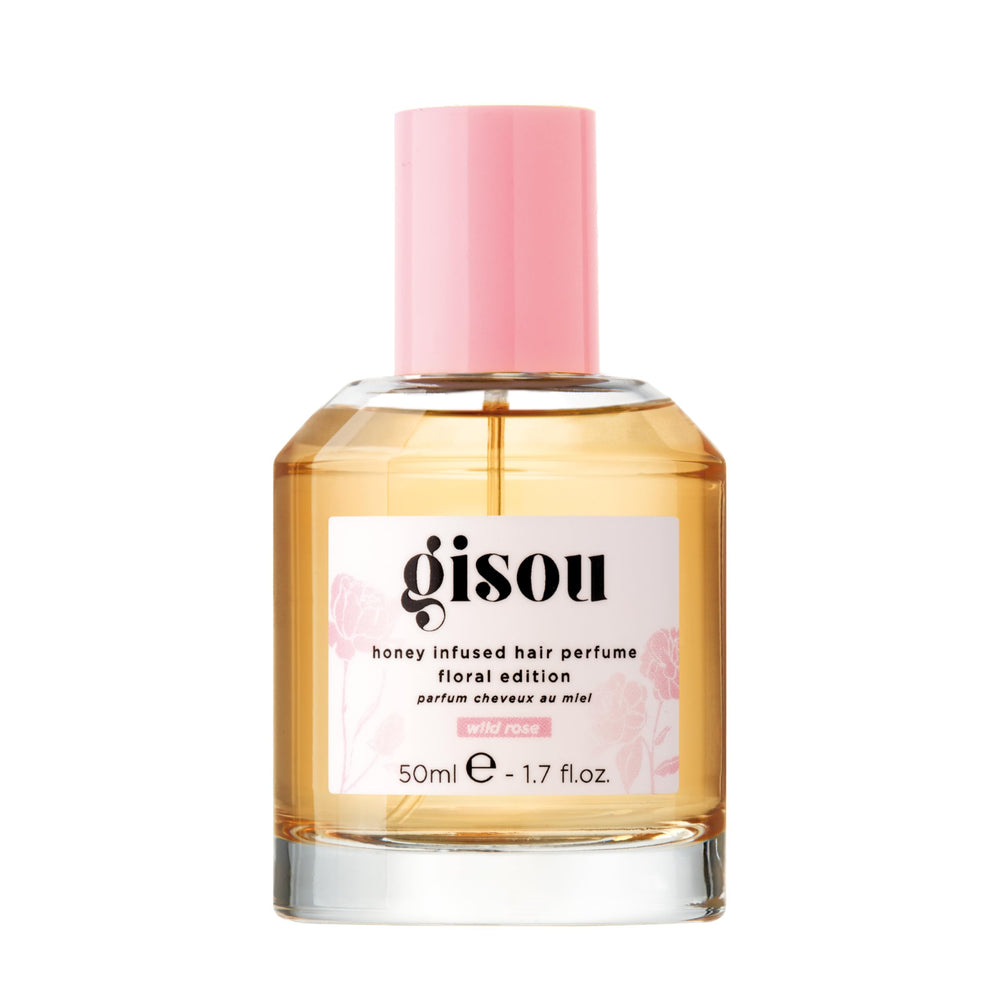 Gisou Honey Infused Hair Perfume bottle front with inviting fragrance and hydration