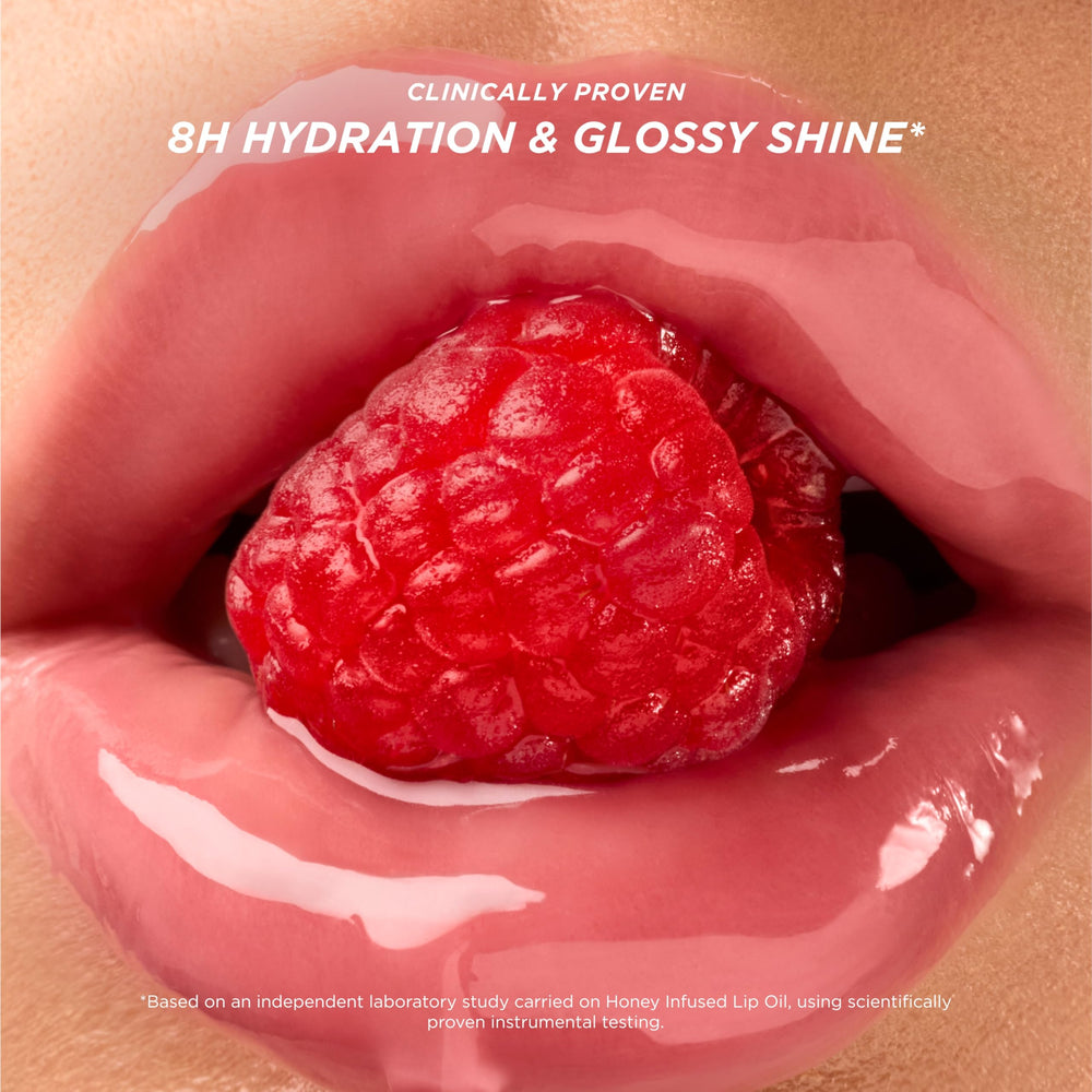Gisou lip oil gloss finish demonstrates non-sticky shine and smooth texture.