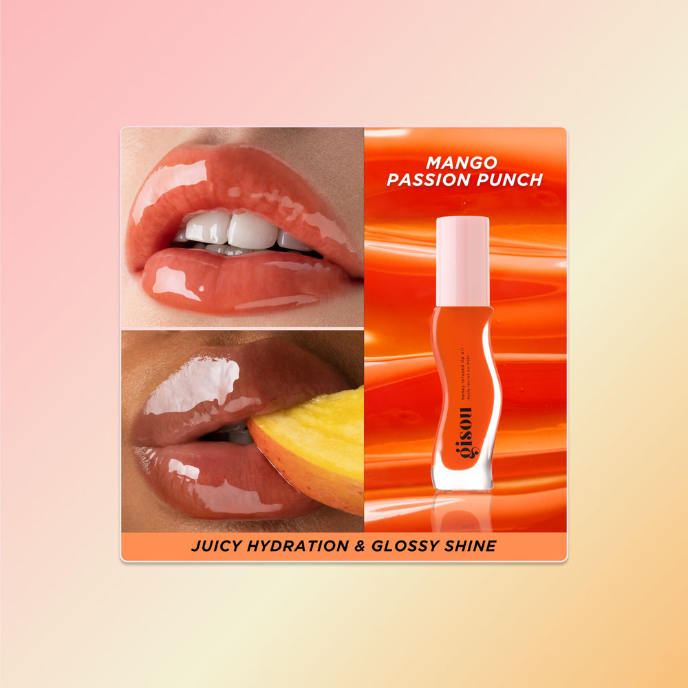 Gisou lip oil delivers glossy, non-sticky shine.