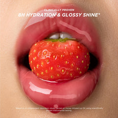 Gisou lip oil shade swatches display Strawberry Sorbet among juicy tones.