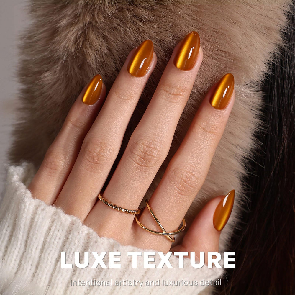 GJZEZ soft gel amber cat eye nails with durable, flexible wear.
