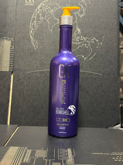 GK Hair Silver Bombshell Shampoo pour shot shows rich purple lather