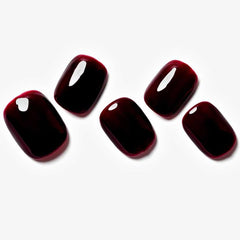 GLAMERMAID wine red nails in natural looking squoval shape for daily wear