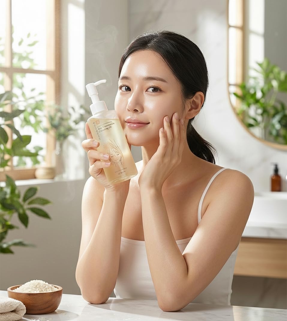 Glamfox cleansing oil pour displays silky texture that dissolves makeup