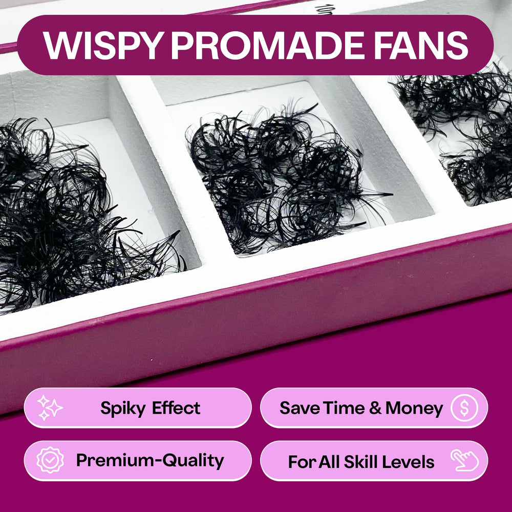 Glamgaze wispy promade fans three lengths enable versatile lash designs.