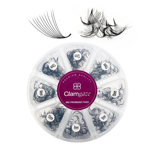 Glamgaze 800 promade fans mixed lengths for natural volume and quick set