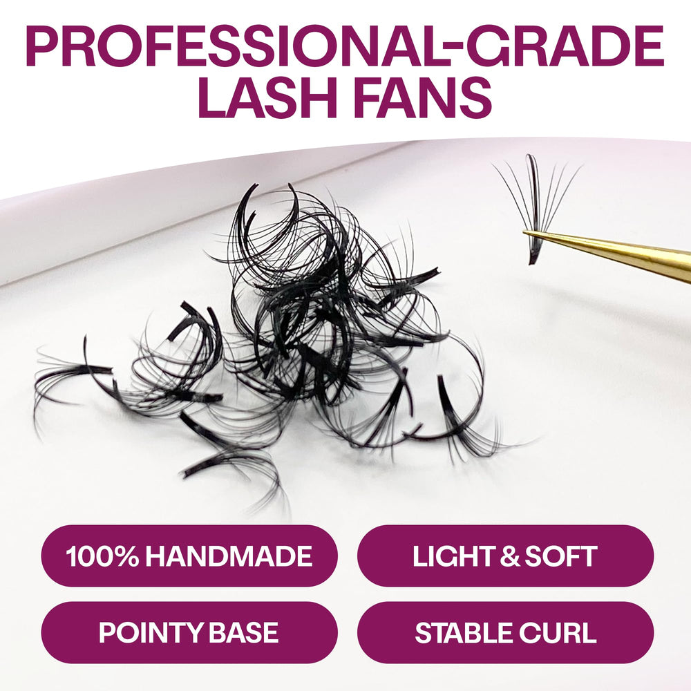 Glamgaze premade fans CC and D curl with 0.07mm thickness for strong bond
