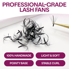 Glamgaze premade fans CC and D curl with 0.07mm thickness for strong bond
