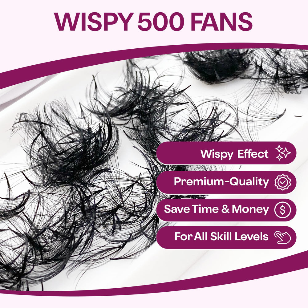 Glamgaze premade fans 9-16mm for long, lightweight lash extensions