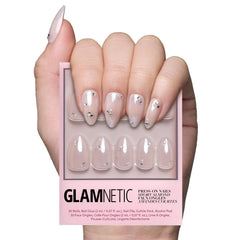 Glamnetic First Dance nude short almond nails for a chic, durable look