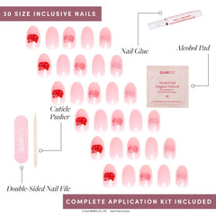 Glamnetic Hello Kitty nails set with 30 nails in 15 sizes and a storage box