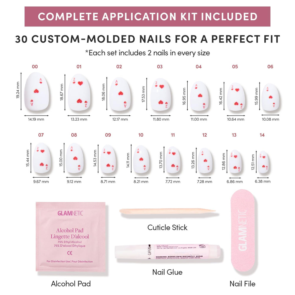 Glamnetic included glue, file, cuticle stick, and alcohol pad for easy application